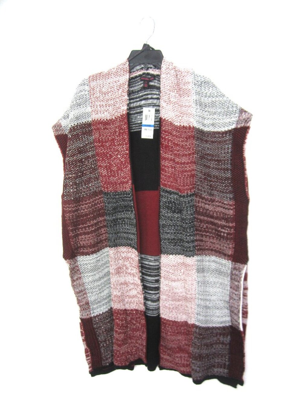 Material Girl Macy's Size XL Sweater Vest Oversize Red Black Gray Long Line